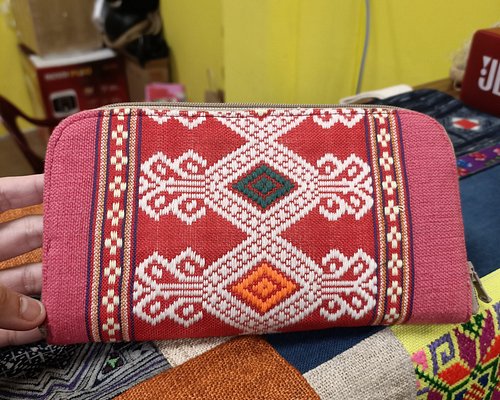 Japanese Folk Craft Fabric Long Wallet Vtg Coin Purse Zipper Pink Flow, Online Shop