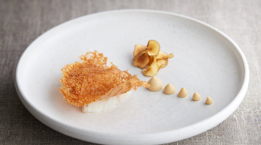 Cod with pig & variation of jesusalem artichokes 
