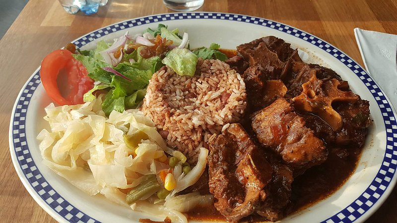 An oxtail dinner plate with rice at The Islands