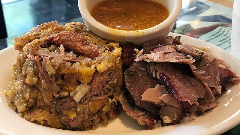 Mofongo and roast pork at Casa Adela