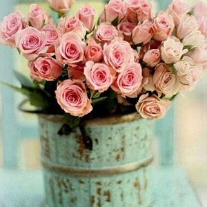 broderie diamant bouquet de roses dans un seau fleurs figuredart free shipping france x x