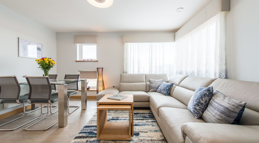 Open plan living room and dining room