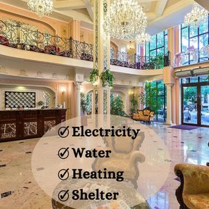 Boutique Hotel California in Odesa, image may contain: Chandelier, Dining Room, Indoors, Foyer