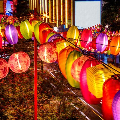 Chinatown lit up with colourful lanterns for mid autumn festival 