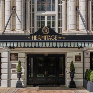 The Hermitage Hotel in Nashville, image may contain: Dining Room, Dining Table, Table, Plant