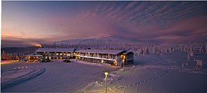 Lapland Hotels Pallas in Muonio, image may contain: Hotel, Resort, Nature, Outdoors
