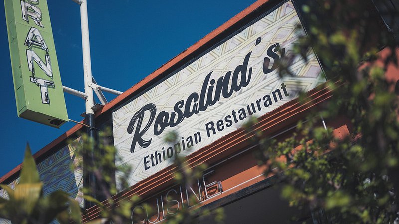 An exterior view of Rosalind’s, the oldest Ethiopian restaurant in L.A.