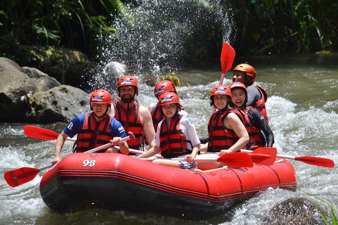 Natural waterfall during rafting