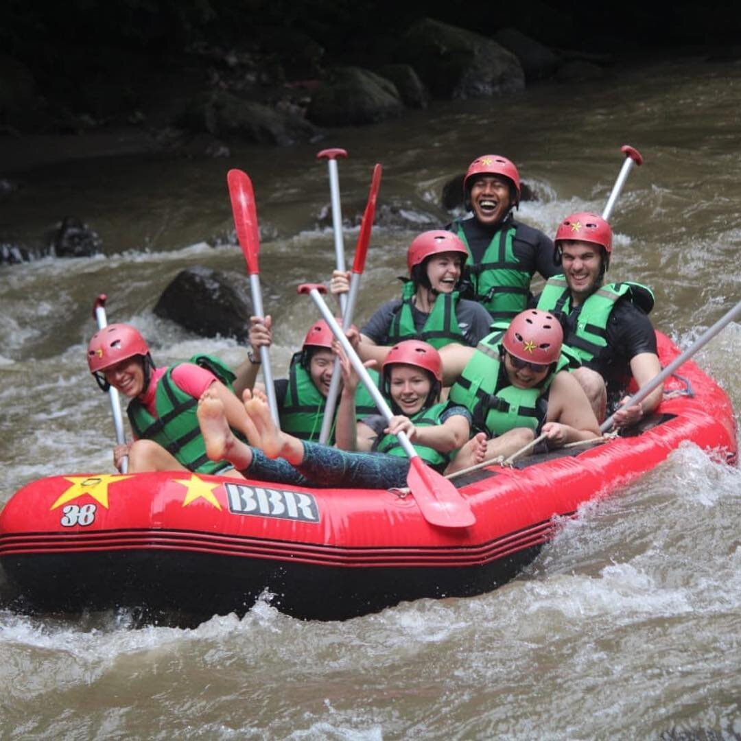 Natural waterfall during rafting