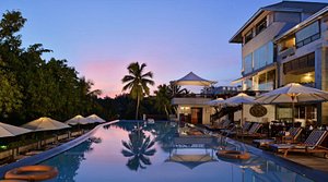 Gokulam Grand Turtle on the Beach in Kovalam, image may contain: Resort, Hotel, Pool, Villa