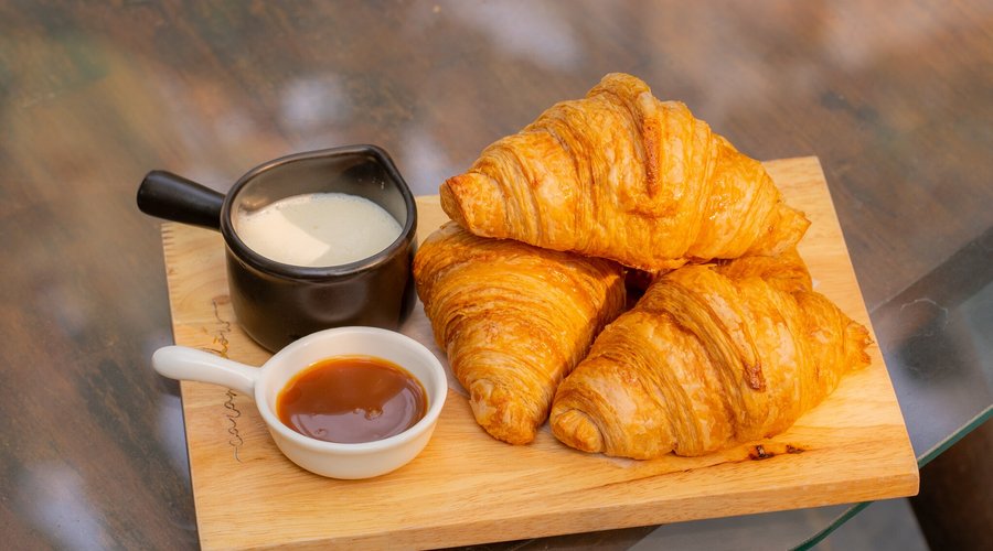 Milky Way Croissant Set - Mini Black Sticky Rice Croissants served with Homemade Caramel and Milky Sauce
