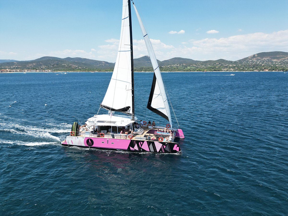 pink catamaran st tropez