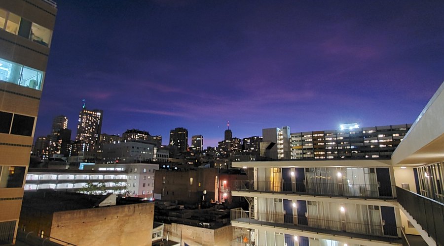 View of Nob Hill from our east stairwell.