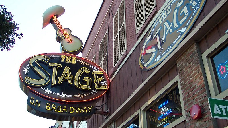 The Stage on Broadway sign