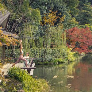 Yoga by the pond