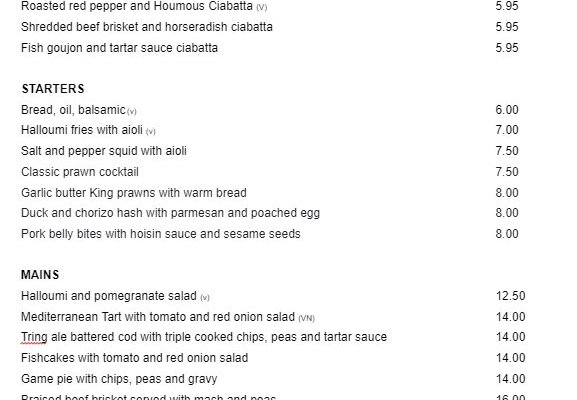 Menu January 2023