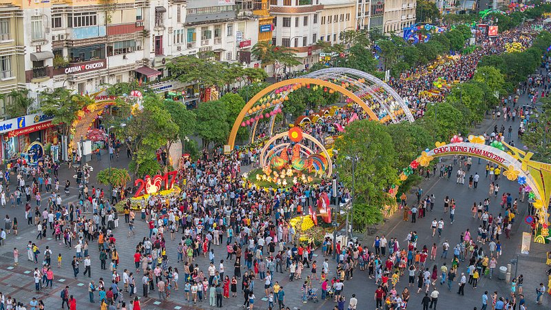 Flower Street in Ho Chi Minh City, Vietnam during Lunar New Year