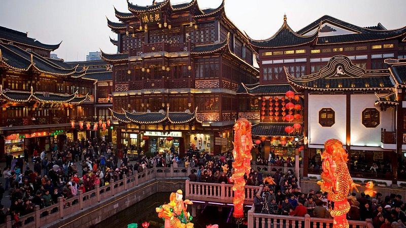 Lantern Festival at Yuyuan Bazaar in Shanghai, China 