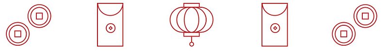 Animated illustration of coins, red envelopes, and lanterns