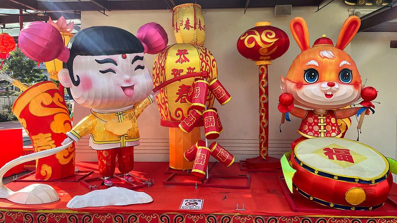 Decorations for Lunar New Year in Singapore’s Chinatown 