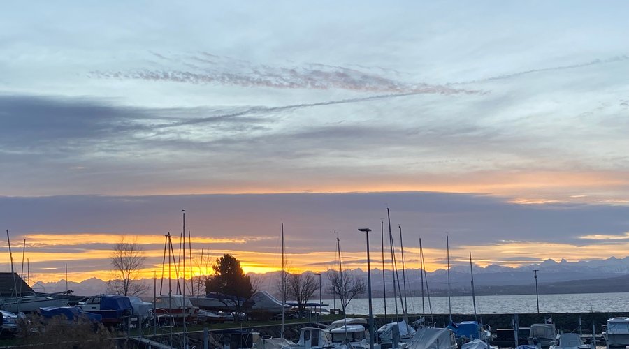 Morning - with the marina in the front. 