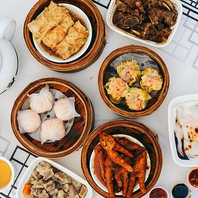 A selection of dim sum at Golden Unicorn in New York 
