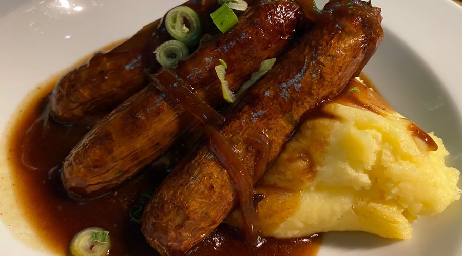 Clonakilty Irish Sausages, Mash and Gray.
