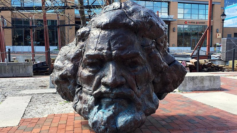 A bust of Frederick Douglass at the Frederick Douglass Isaac Meyers Park & Museum in Baltimore