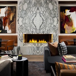 Hyatt Regency San Francisco Downtown SOMA in San Francisco, image may contain: Couch, Fireplace, Living Room, Interior Design