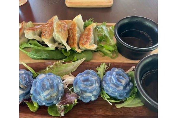 Pork gyoza and blossom dumplings