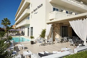 Mon Repos Palace in Corfu, image may contain: Hotel, Resort, Villa, Plant