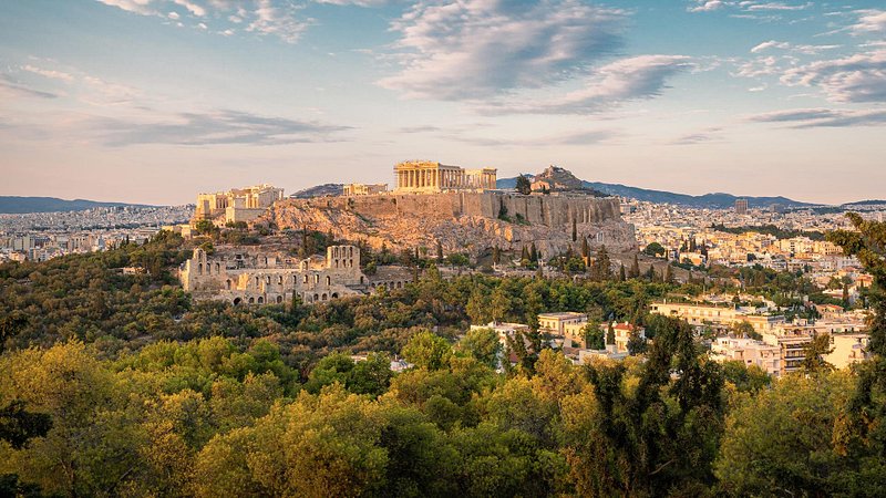 Sunset at the Acropolis in Athens, Greece