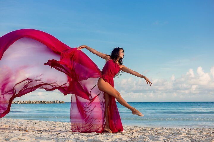 flying dress photoshoot in cancun