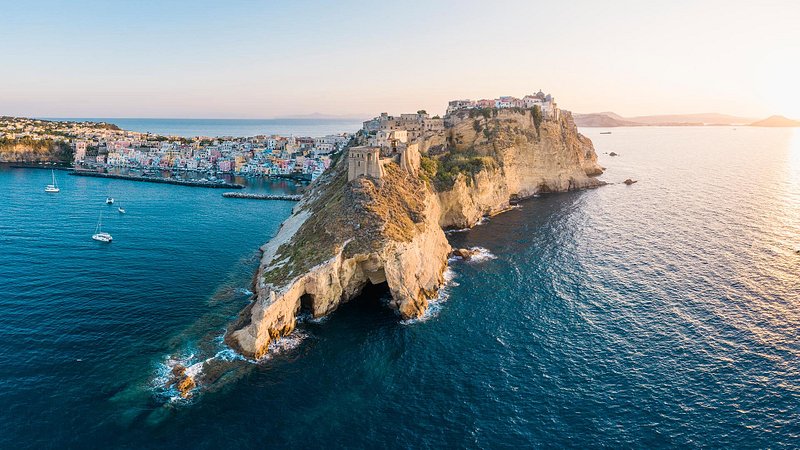 Aerial view of Procida Island, Gulf of Naples, Italy