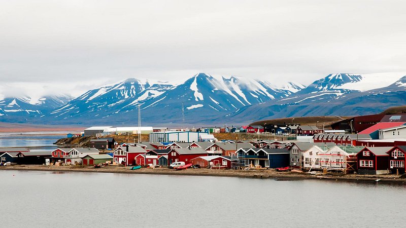 View of houses in Spitsbergen, Norway 