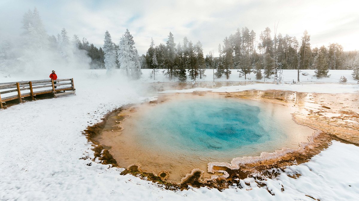 Geyser at Yellowstone National Park in the winter