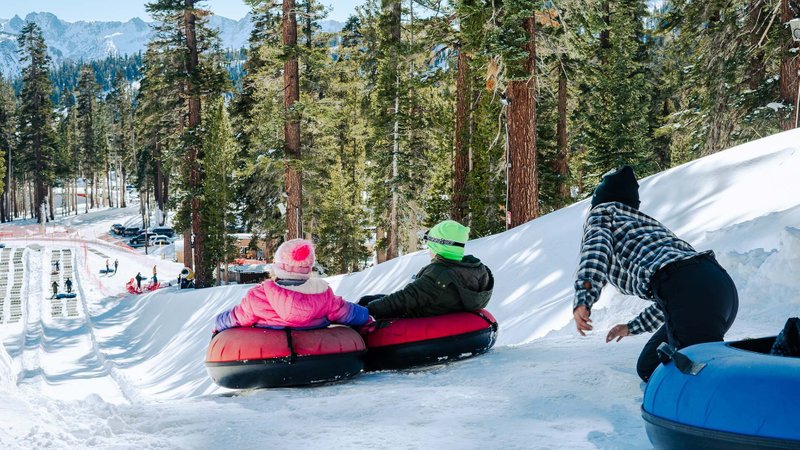 Snow tubing at Mammoth Lake, California 