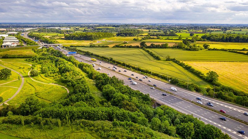 Traffic on the M1 Motorway in England 