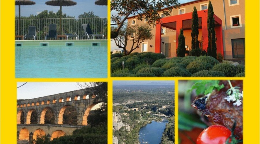 Hôtel avec piscine et restaurant proche du Pont du Gard, d'Uzès et de la rivière le Gardon