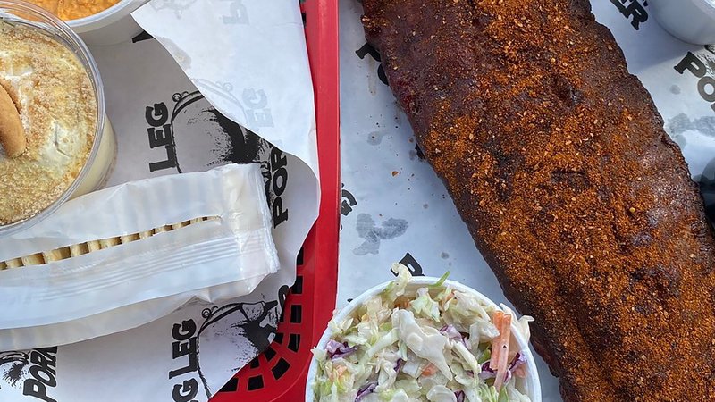 Ribs and sides at Peg Leg Porker’s Barbecue 