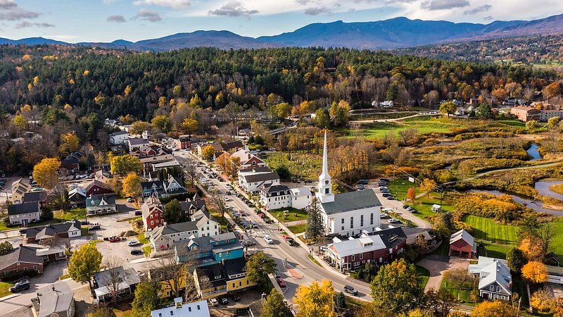 Aerial view of Stowe, Vermont