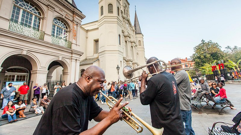 Trumpet players in Jackson Square, New Orleans 