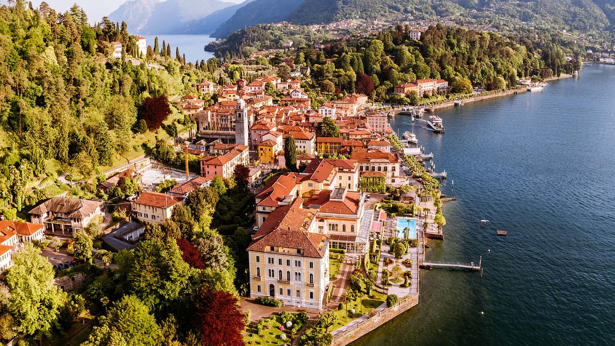 Aerial view of Bellagio town on Lake Como, Italy
