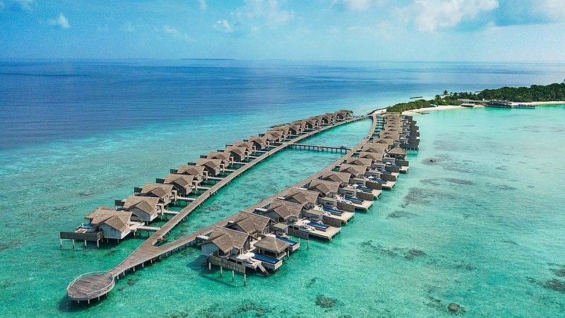 Aerial view of Fairmont Sirru Fen Fushi, Maldives