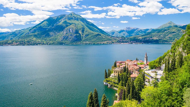 Aerial view of Varenna, Lake Como, Italy