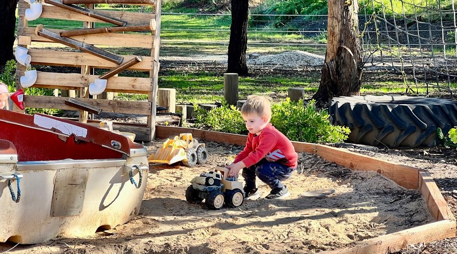 Giant sandpit in nature play area