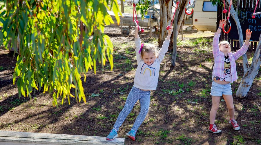 Hanging ropes in nature playground