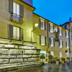 Hotel Exterior - travertine blocks form the basis of the building