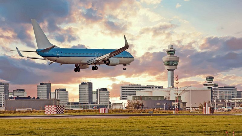 Airplane at Schiphol Airport in Amsterdam 
