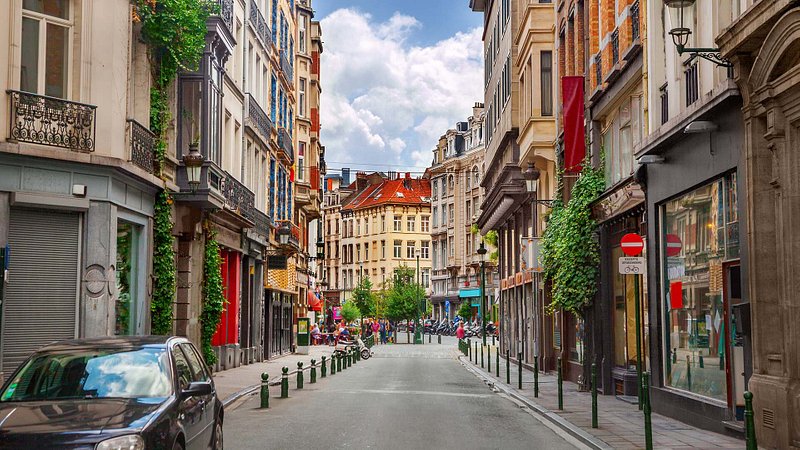 Colorful street in Brussels, Belgium 